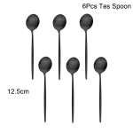 6 tk musta s&ouml;&ouml;giriistade komplekt Matte s&ouml;&ouml;giriistade komplekt nuga kahvel lusikas lauan&otilde;ud koogi puuviljakahvel roostevabast terasest s&ouml;&ouml;giriistad k&ouml;&ouml;k 6pcs cakeforks must