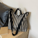 Naiste kandekott Triibuline l&otilde;uendist vabaajak&auml;ekott naistele Lihtne ostlemine Suure mahutavusega ostleja kooli &otilde;lakott 40x13x37cm must