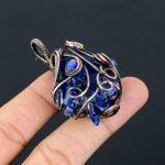Natural Rough Blue Tourmaline Handmade Copper Wire Wrap Pendant 2.09 a1l85