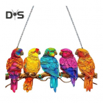 Akr&uuml;&uuml;lpuu papagoi kaunistus V&auml;rviline papagoilind 2D lameda kunstiga j&otilde;ulupuu kaunistus kodukontori aiakaunistuseks mitmev&auml;rviline