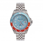 Mathey-Tissot GMT Roostevabast terasest Sinine sihver Automaatne H903ATBO 100M Meeste k&auml;ekell sinine