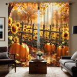 2 tk HD S&uuml;gisene p&auml;evalill K&otilde;rvits Aia dekoratiivne kardin Kollane lips digitaalselt tr&uuml;kitud kardin Kodu kaunistus stiil kaunistus W52H63inchW132H160cm orange