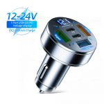 5 pordiga USB autolaadija 250 W kiirlaadimine PD QC3.0 USB C autotelefoni laadija adapter pingega iPhone'i jaoks Samsung Huawei Xiaomi With LED Light