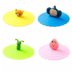4 tk silikoonist joogitopsi kaaned 10 cm Creative &uuml;mmargune kruusikate Korduvkasutatav tolmuvastane tassi kaaned Cartoon kohvikruusi kaas