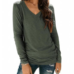 Kevad S&uuml;gis V-kaelusega Pikkade Varrukatega T-s&auml;rk &Uuml;hev&auml;rviline Naiste Top T-s&auml;rgid Naiste XXXL