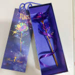 24K Gold Rose koos kinkekarbiga: Helendav kuldfooliumiga kullatud roos Hiina s&otilde;brap&auml;evaks gift box gift bag set lilla