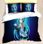 Kawaii t&uuml;drukud H-Hatsune Miku multikas tekikott tekk voodipesukomplektid Pehme tekikate ja padjap&uuml;&uuml;rid &Uuml;he-/kahe-/kuninganna-/kuninga suurused EU Twin 135x200cm blue