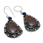 Tiger Eye, Blue Topaz 925 Sterling Silver Jewelry Earring 2.17 n6z38