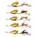 5 tk Spinnerbaiti komplekt Fly Strikers valik Kalap&uuml;&uuml;gi spinnerid Landid konksuga bassile forellile kuld
