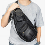 Ehtsast nahast meeste rinnakott Premium Retro k&auml;sitsi valmistatud Crossbody kott Meeste multifunktsionaalne &otilde;lakott tumepruun v&auml;rv