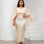 Naiste kevadine uus mood &scaron;ifoonist keep litritega peokleit puusalt &uuml;mbritsev XXXL valge