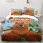 Multikas Grizzy ja Lemmings Voodipesukomplekt Tekikott Voodikomplekt Tekikott Padjap&uuml;&uuml;r Voodikate king Queen Suurus Poisid T&auml;iskasvanud 135X200cm-2pcs