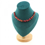 Pierres et Min&eacute;raux. Collier 20 perles Oeil de Tigre p&ecirc;che bicolore 8 mm. Chaine en acier Collier femmes, hommes. Taille personnali