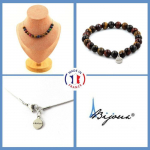 Pierres et Min&eacute;raux. Parure bijoux Bracelet Collier 15 Perles Oeil de Tigre Multicolore 8 Taille personnalisable.