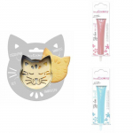 Kit pour biscuit en relief Chat + 2 Stylos au chocolat rose pastel et bleu pastel
