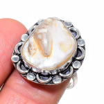 Biwa Pearl Handmade 925 Sterling Silver Jewelry Ring Size 9 b8o45