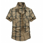 Suvised s&auml;rgid meestele Vabaaja s&auml;rgid Ruudulised Puhtast puuvillast Vabaaja lahtine meeste s&auml;rk S&otilde;jav&auml;es&auml;rk Meestele Suurused M-5XL Camisa Masculina M khaki