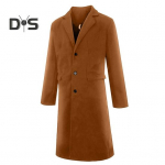 Meeste villane mantel rev, pikkade varrukatega n&ouml;&ouml;bid, keskpikk mantel, &uuml;hev&auml;rviline retrostiilis tuulejakk S tumepruun v&auml;rv