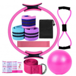 11 tk/komplekt Jooga Fitness Komplekt Pilates R&otilde;ngaga, Joogapall, tuharalihase treeningpael, kaheksakujuline takistuskumm, venitusrihm, kodune j&otilde;usaal, treeningvahendid roosa