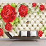 Klassikaline fototapeet 3D reljeefne pehme pakend punane roos ilus lill seinamaal elutuba kodu kujundus fresko 200 cm(W) x 140 cm(H)