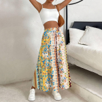 Naiste volangidega kevadine vabaaja pikk seelik &Uuml;hev&auml;rviline seelik Retro plisseeritud seelik L beež