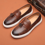 Moodsad Meeste Vabaaja Nahast Kingad Slip-on Meeste Klassikalised Briti Stiilis Tasselitega Mokassiinid Meeste V&auml;litingimustes S&otilde;itmiseks Lamedad Kingad 38 pruun