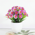 Plastikust karikakra &uuml;mmargune bonsai p&auml;evalillepott kunstlilled vaasikomplektiga Kodukaunistus Pulmakaunistus Potitaimed