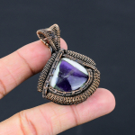 Sage Amethyst Handmade Copper Wire Wrap Pendant Jewelry 2.17 j8r07