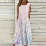 Naiste vabaaja kleidid &Uuml;markaelusega Klassikalised igap&auml;evased varrukateta vabad kleidid v&auml;ljas L beež