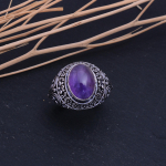 Amethyst Handmade 925 Sterling Silver Jewelry Ring Size 7.5 j0r17