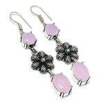 Natural Pink Chalcedony Gemstone 925 Sterling Silver Jewelry Earring 2.68 e4s85