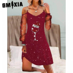 GMXIA Naiste moe kevad-s&uuml;gis &uuml;hev&auml;rvilised kleidid pikkade varrukatega V-kaelusega k&otilde;rge v&ouml;&ouml;kohaga vabaajakleidid S