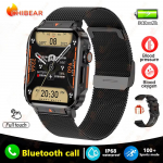 2025 Uus 1.95 V&auml;litingimustes Militaarmehe Nutikell Meestele Bluetooth K&otilde;ne Nutikell Meestele Androidile IOS-ile IP68 Veekindel Fitness Kellad mesh belt must