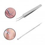 Stainless Steel Blackhead Removal Tool Kit Curved Tweezer Double end Pimple Extractor