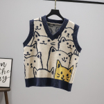 Naiste kootud vest Kass Retro kootud vest L&otilde;tv kampsun Naiste pealmine osa L gray