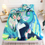 Hatsune Miku Tr&uuml;kiga Voodilina Comforte Voodikate T&auml;iskomplekt 3D Laste Voodipesu Anime Toa Deekor Kodu 120x200x30cm