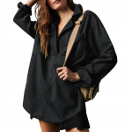 Naiste teksariidest pullover vabaaja n&ouml;&ouml;biga V kaelusega pluus avara pikkusega pikkade varrukatega taskuga teksajakk S