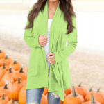 Naiste mood vabaaja &uuml;hev&auml;rviline pikkade varrukatega keskmise pikkusega kardiganjakk XXXXL