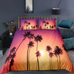 Ranna Meri Taevas Palm Kookospuu Voodipesukomplekt King Queen Tekikotikomplektid Padjap&uuml;&uuml;r Voodipesu Tekk T&auml;iskasvanu Laps Queen King Suurus EU Twin(135x200cm)