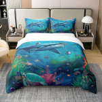 Haikala tekikottide komplekt &Uuml;heinimese suurus Laste Poiste Haikala voodipesu Mere Ookeani Loomaprint Tekikoti komplekt, Tekikoti komplekt Aastaringselt 90x200cm-2pcs