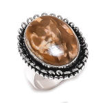 Natural Bird Eye Jasper Gemstone 925 Sterling Silver Jewelry Ring Size 8 w7u67