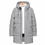 M-8XL Oversize meeste sulejope, pika kapuutsiga sulejope talvepaks soe jope siidist puuvillast polsterdatud mantel 8XL hall