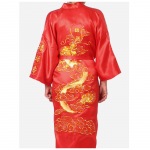 Etnilise Hiina stiilis meeste riided Meeste Dalongi hommikumantel Hommikumantel Dragon Robe Tang &Uuml;likond pidžaama &ouml;&ouml;s&auml;rk Koduteenindus Tikitud Dalong L punane