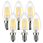 LVWIT LED-l&uuml;htri pirnid, E12 sokkel, 40W ekvivalent, 470 lm, 12 mm sokli l&auml;bim&otilde;&otilde;t, C35 h&otilde;&otilde;gniidiga LED-pirn, 4,5W LED, energias&auml;&auml;stlik, k&uuml;&uuml;nlapirn, 2700K