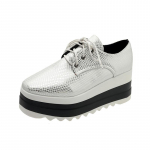 moekad maomustrilised paksude platvormidega tossud naistele Paks tald PU-nahast brogue kingad Naiste n&ouml;&ouml;ridega kiilud Jalan&otilde;ud Chaussures Femme 35 valge
