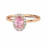 Roosa CZ Solitaire Halo Aktsentidega Naiste Pulmas&otilde;rmus - 925 Sterling H&otilde;be Roosa Kulla Pinnakihiga 6