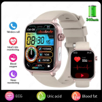 2026 Uus EKG+PPG AI Tervislik Diagnoos Nutikell Mehed Naised Vere Lipiidid Kusihappe J&auml;lgija Naiste Menstruaalts&uuml;kli Tervis Smartwatch Grey silicone belt gray