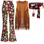 Naiste Hipsteri Kost&uuml;&uuml;mid Retro Laiad P&uuml;ksid Tuttidega Vest Peapaela Komplekt Halloweeni jaoks L must