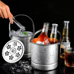 Stainless steel bar ice bucket Advertising ice bucket KTV Ice Ice storage bucket Thickened portable small ice bucket Ice 14.5cm Ice Bucket