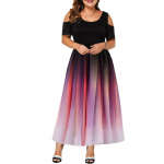 (L-6 XL) Naiste elegantne gradient pluss suuruses l&uuml;hikeste varrukatega &otilde;huke maxi pidulik &otilde;htukleit pidulik kokteilikleit XXXXXL punane